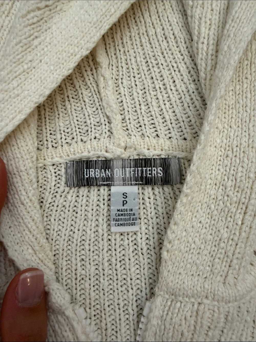 Urban Outfitters Cream Cropped Hooded Zip Cardigan - Picture 2 of 4